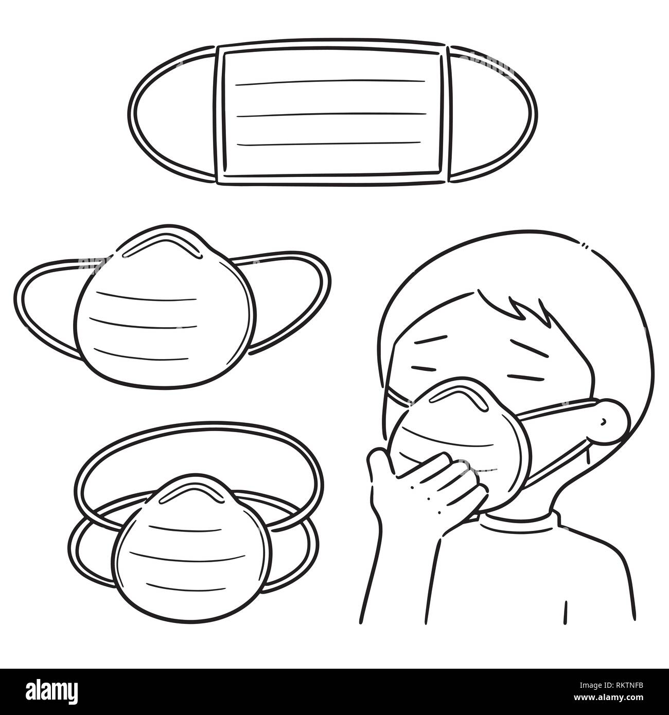 vector set of medical protective mask Stock Vector