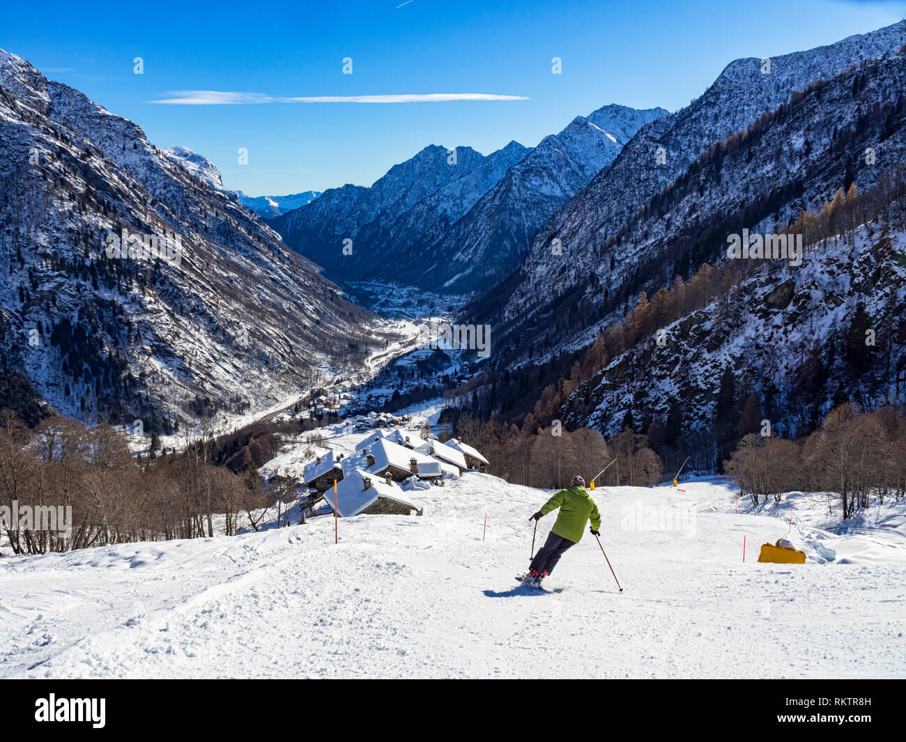 Skier in the alps Stock Photo