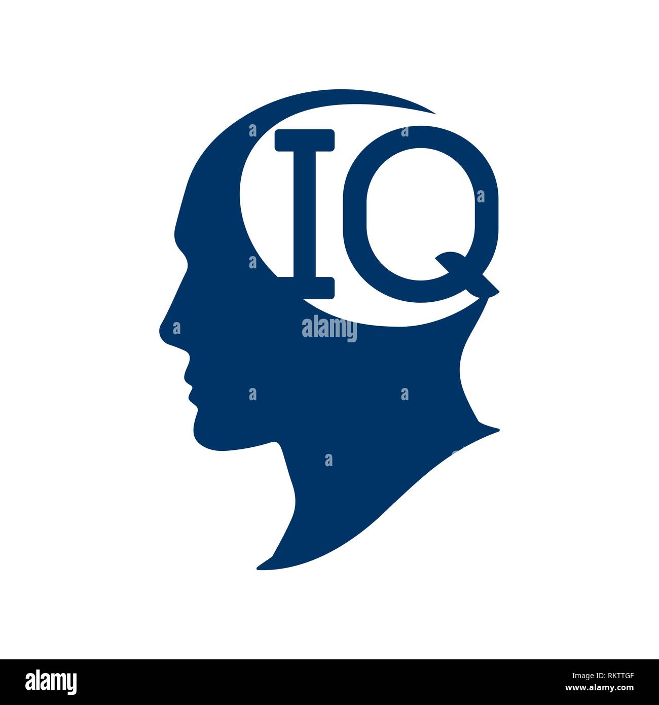 IQ intelligence quotient. Silhouette human head with IQ vector illustration. IQ test concept. Stock Vector