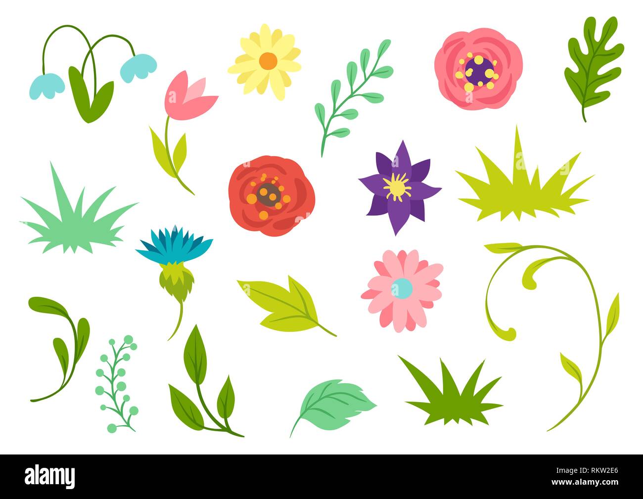 Set of spring flowers. Beautiful decorative natural plants Stock Vector ...