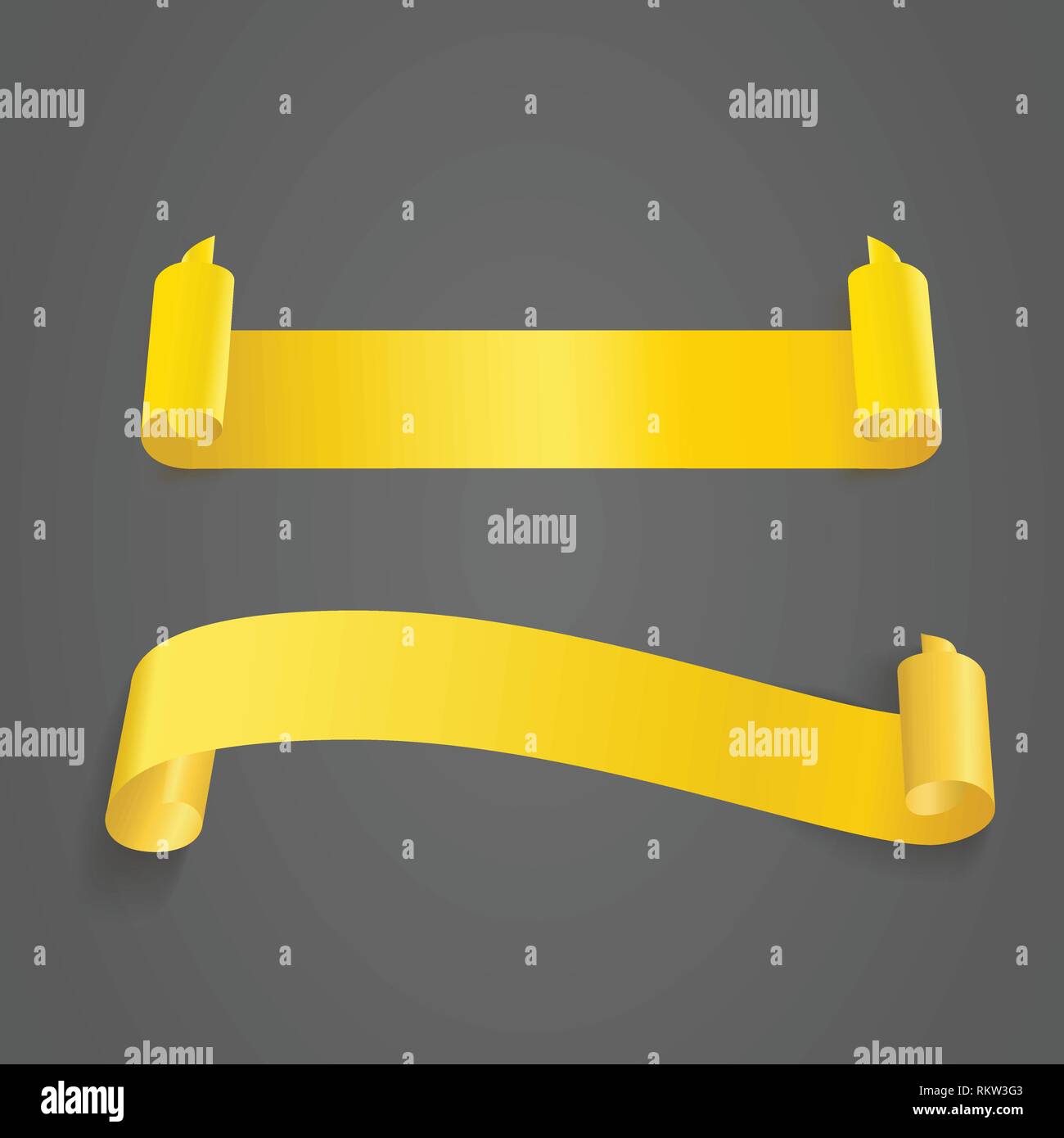 yellow vector ribbon banners. Web illustration for design Stock Vector