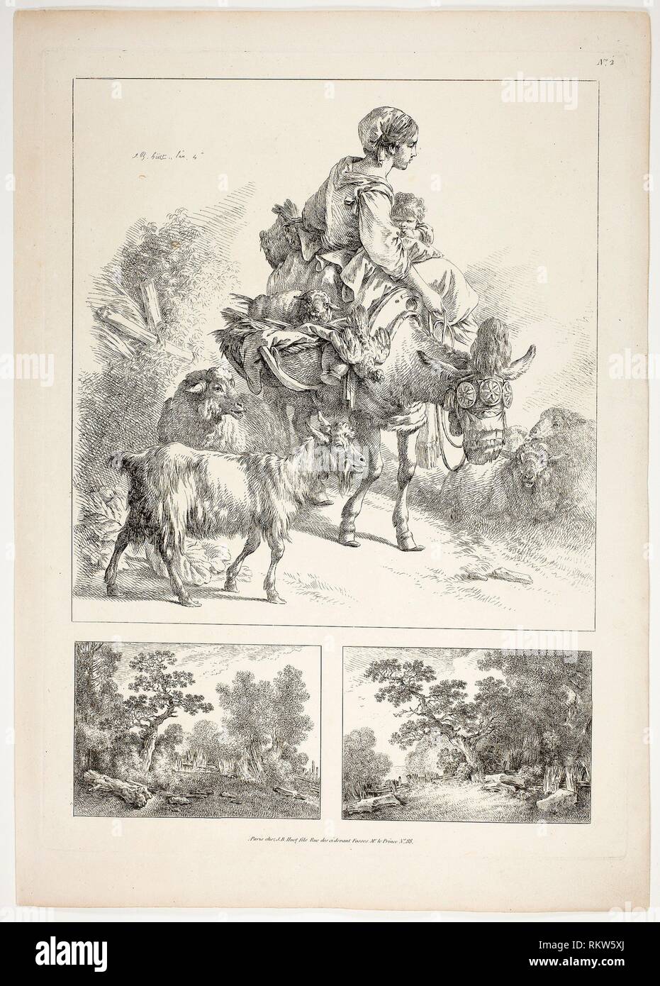 Plate Two of 38 from Oeuvres de J. B. Huet - 1796–99 - Jean Baptiste Huet  French, 1745-1811 - Artist: Jean Baptiste Huet, Origin: France, Date Stock  Photo - Alamy