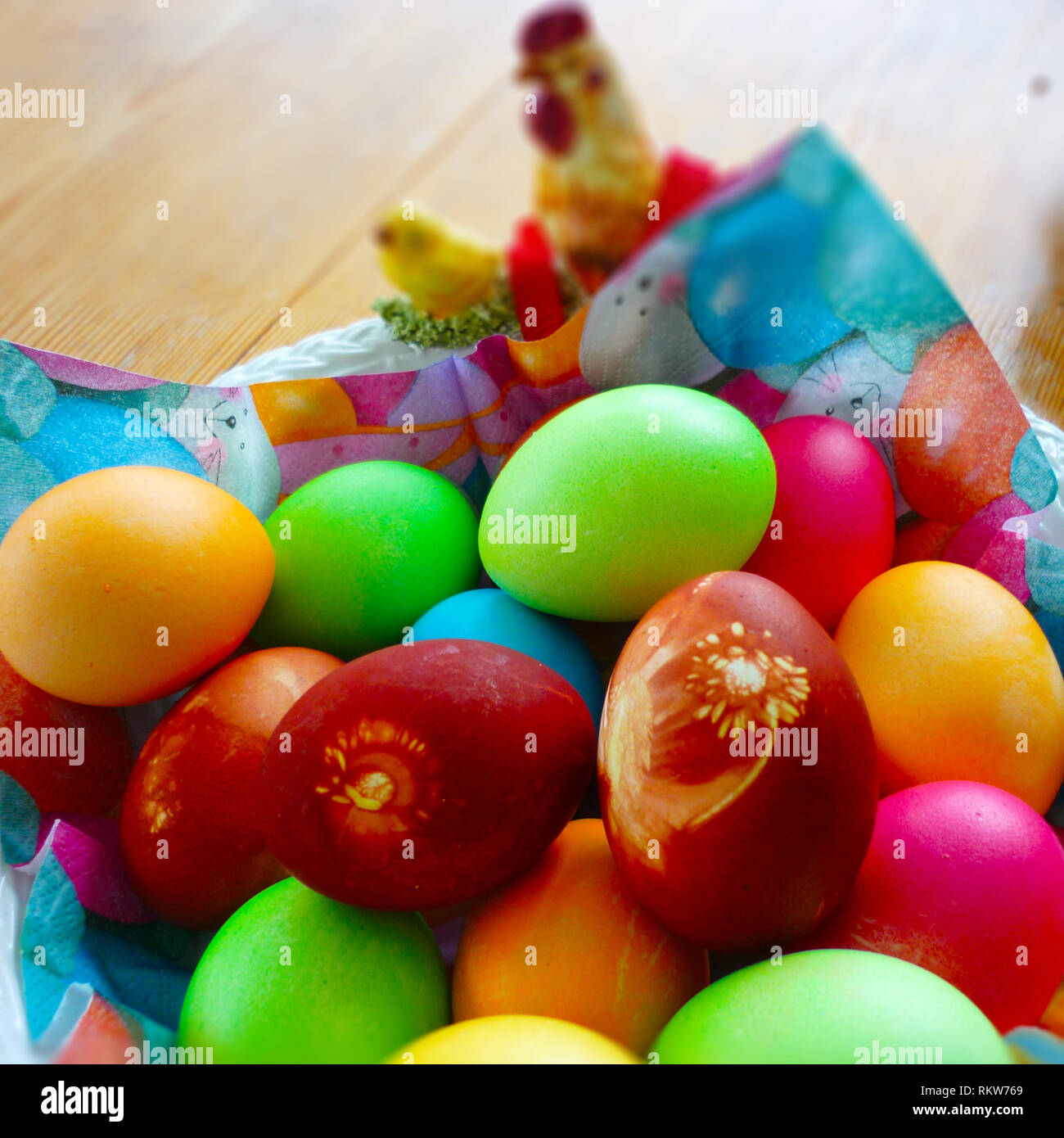 Easter Eggs Homemade With Colors Or Flowers And Natural