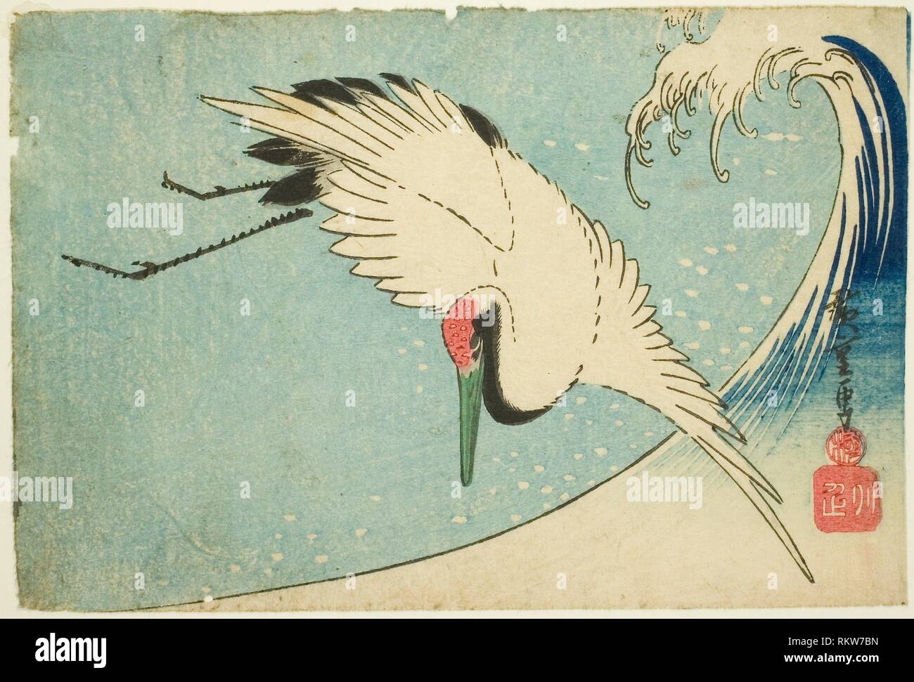 Crane Birds Night Japanese inspired art print.