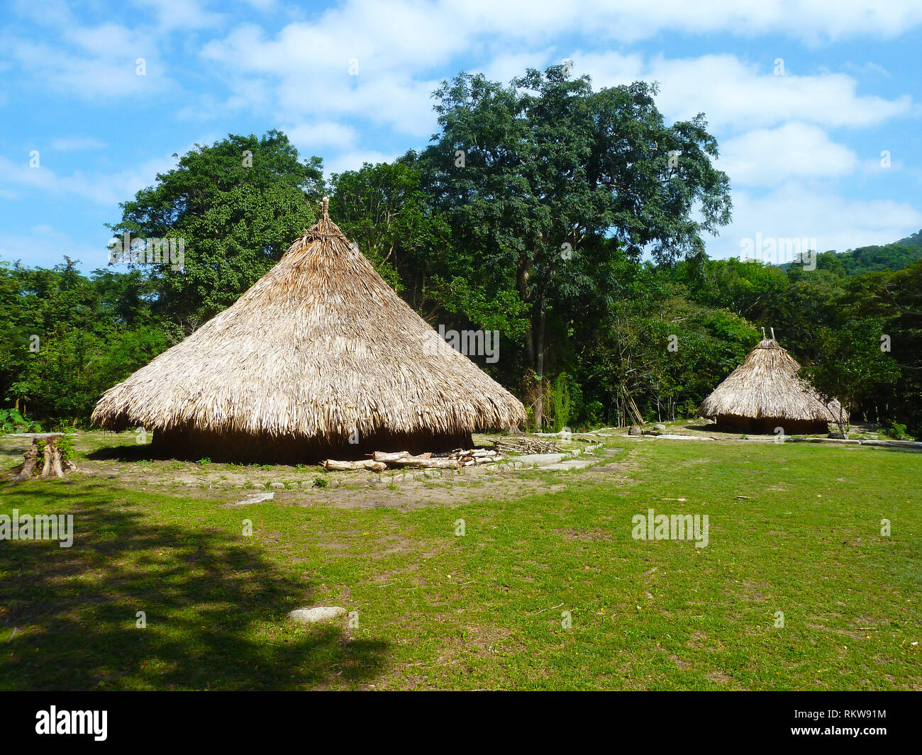 Colombian huts in El Pueblito Tayrona National Park Stock Photo