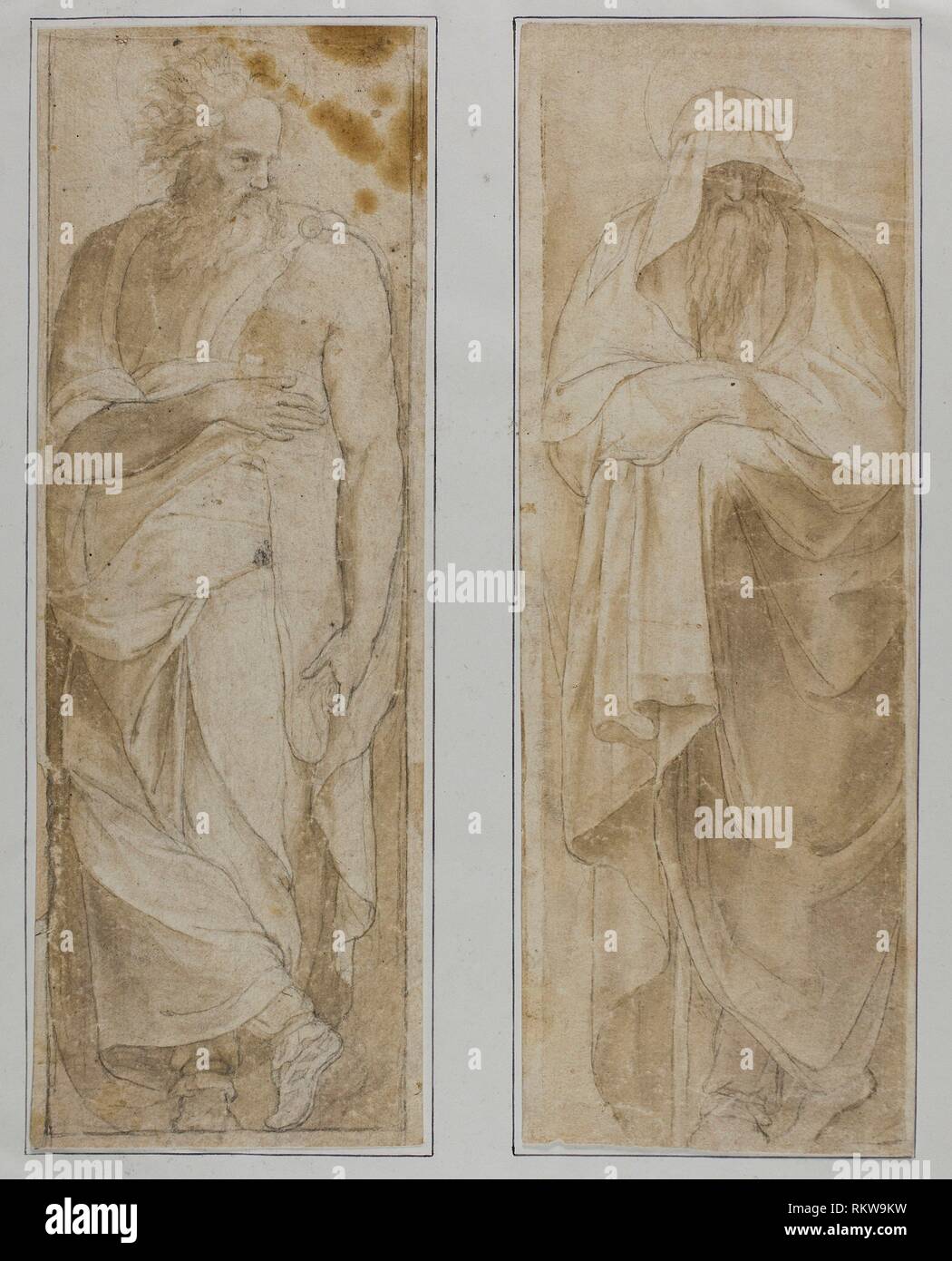Standing Prophet or Apostle - after Pellegrino Tibaldi (Italian, 1527-1596) and Perino del Vaga (Italian, 1501-1547) - Artist: Pellegrino Tibaldi, Stock Photo
