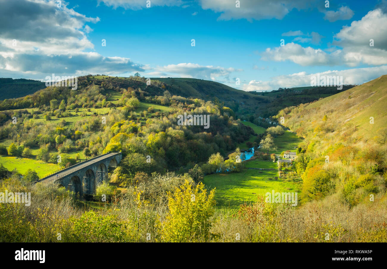 Monsal Dale and the Headstone Viaduct in Derbyshire. Stock Photo