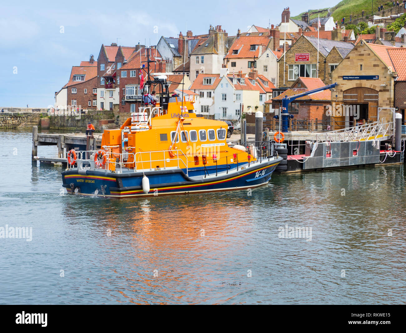 Whitby life boat and lifeboat station. Stock Photo
