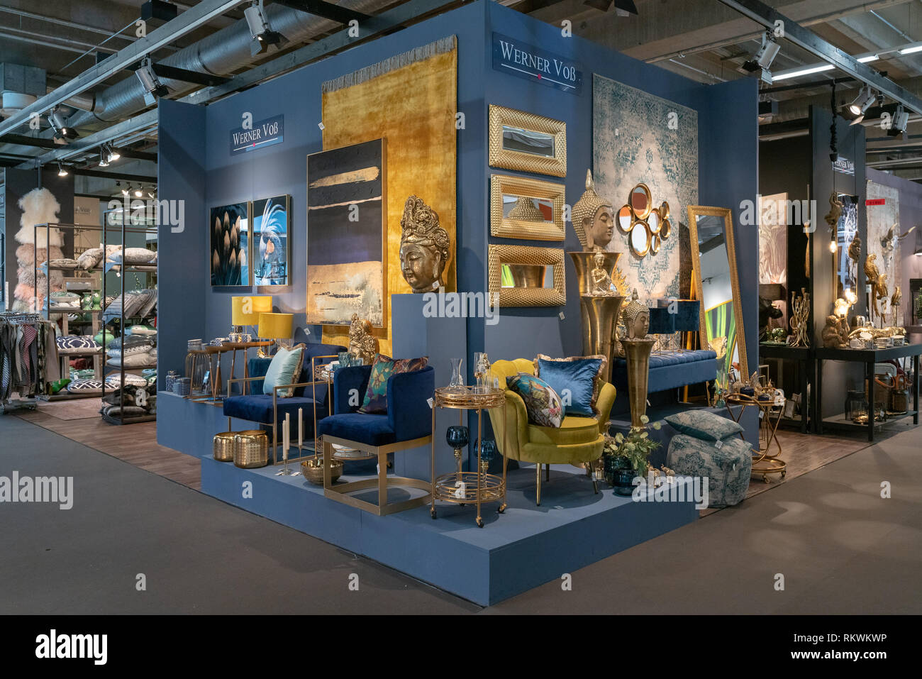 Frankfurt, Germany. 11th Feb, 2019. Impressions from the Ambiente trade  fair 2019: Indiam style decoration by Werner VoÃŸ. Ambiente is a leading  consumer goods trade fair with more than 4300 exhibitors and