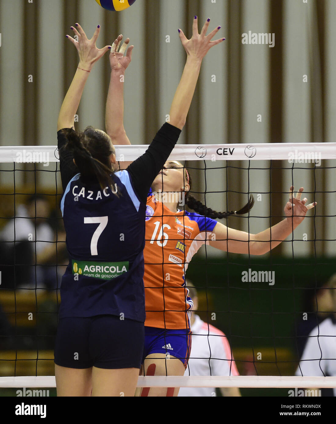 Olomouc, Czech Republic. 12th Feb, 2019. L-R Ana Christina Cazacu 