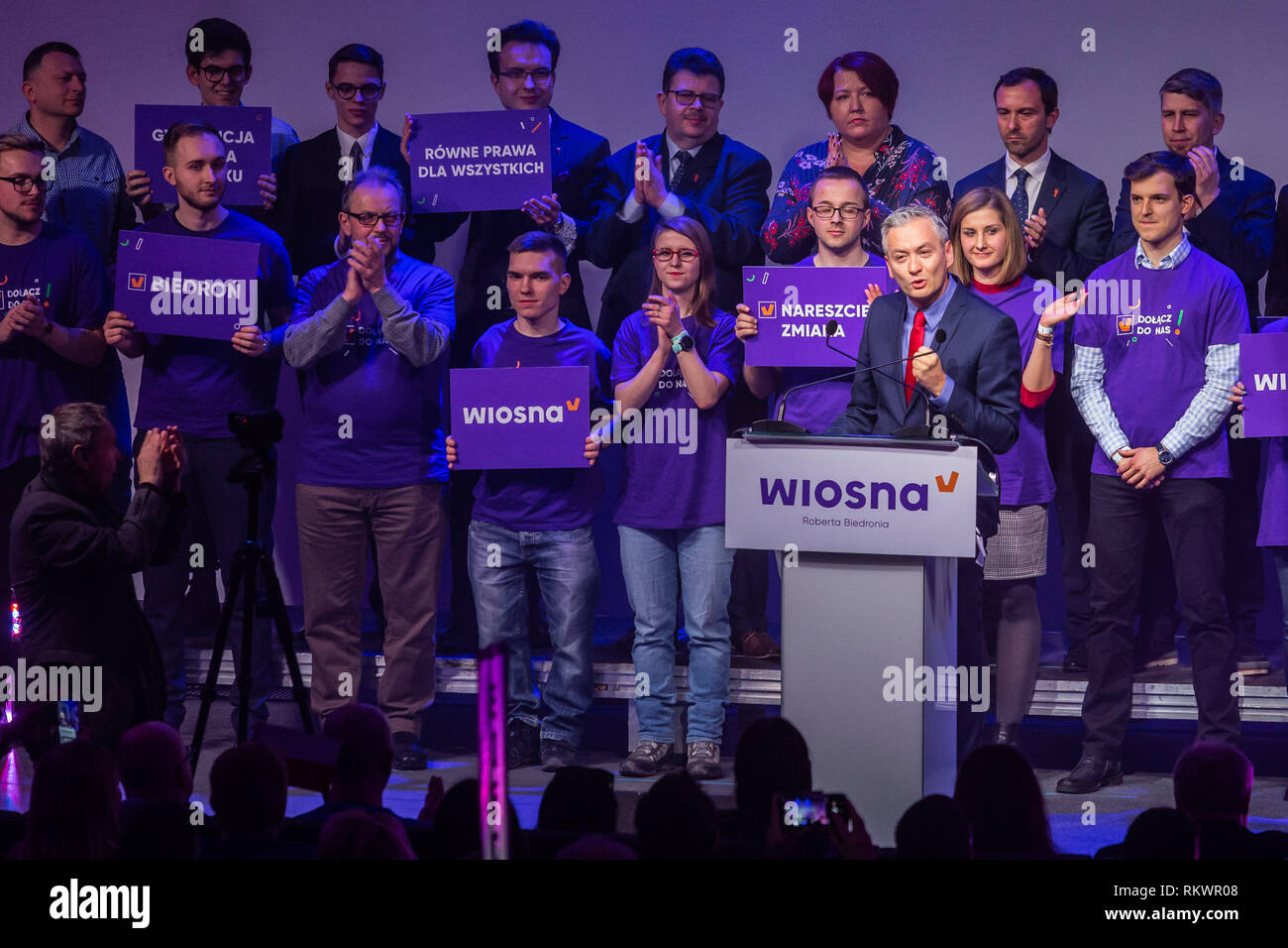 Wroclaw, Poland. 12th Feb, 2019. Wroclaw, Poland February 12 2019, Convention of the new political party Robert Biedron - Wiosna (Spring). The party has a slogan of tolerance, women's rights and environmental protection. Credit: Krzysztof Kaniewski/ZUMA Wire/Alamy Live News Stock Photo