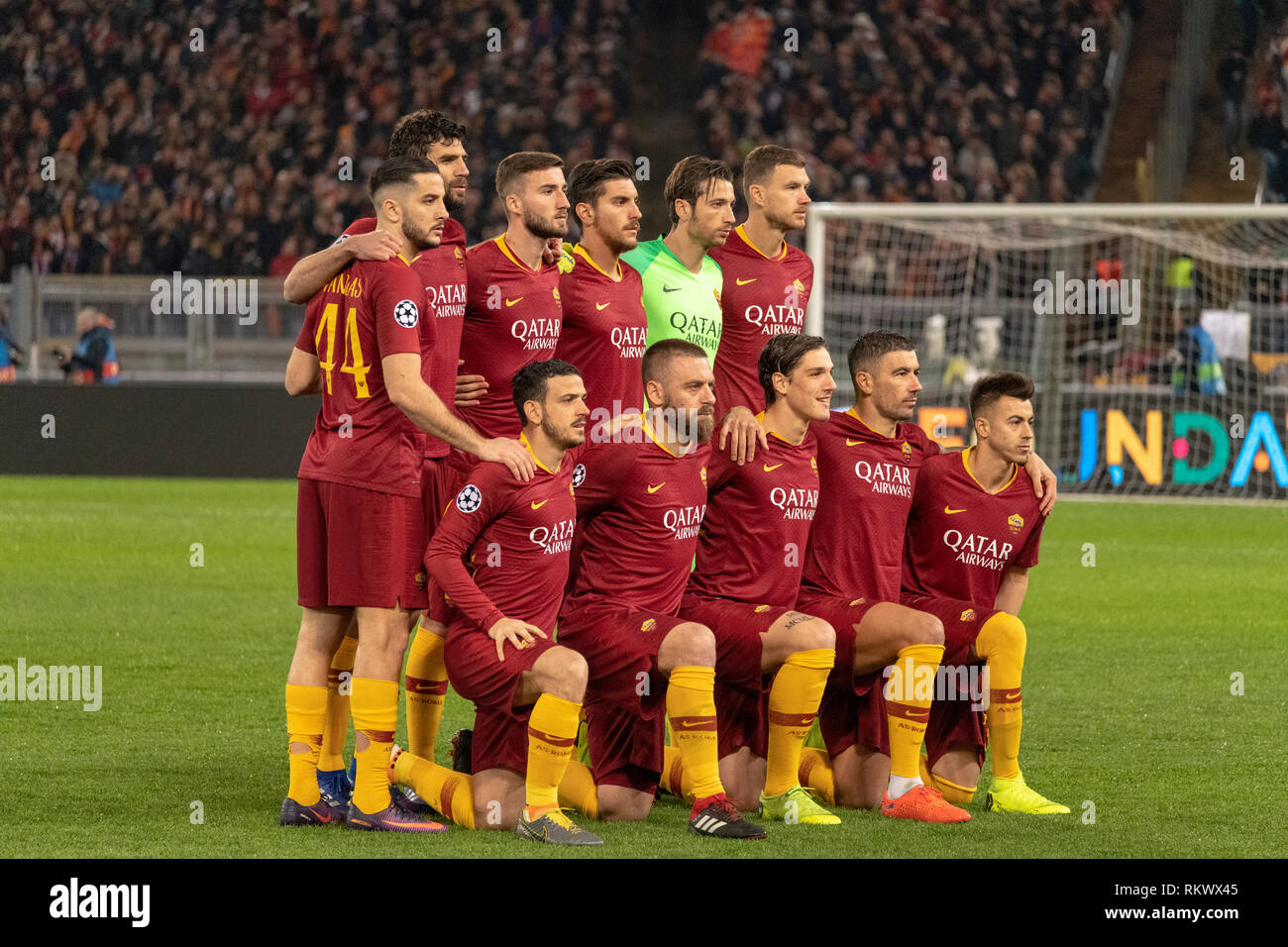 Konstantinos Manolas Roma Federico Julian Fazio Roma Bryan Cristante Roma Lorenzo Pellegrini Roma Antonio Mirante Roma Edin Dzeko Roma Alessandro Florenzi Roma Daniele De Rossi Roma Nicolo Zaniolo Roma Aleksandar Kolarov Roma