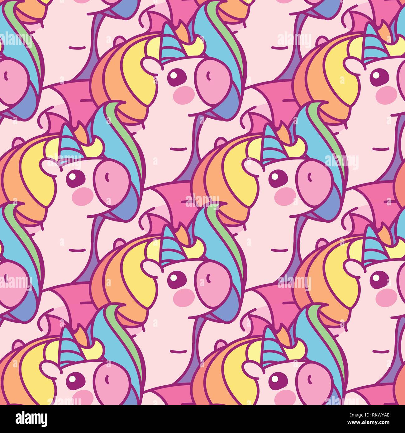 vector rainbow unicorn seamless pattern wall art Stock Vector