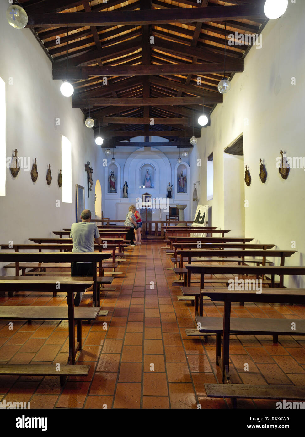 Merlo, San Luis, Argentina - 2019: Interior view of Parroquia Nuestra Señora del Rosario church, located at the city center. Stock Photo