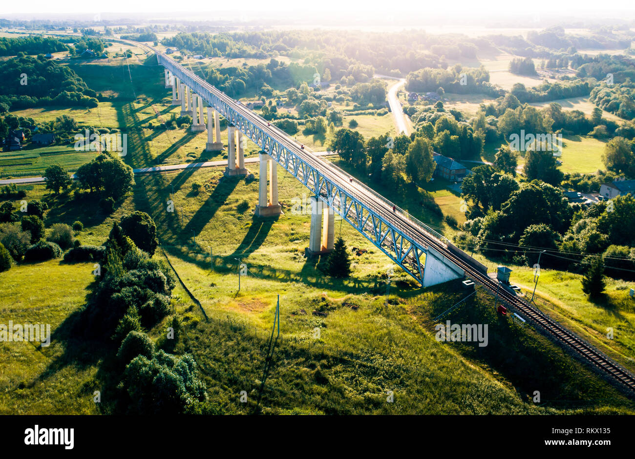 Railway Bridge of Lyduvenai, Lithuania Stock Photo