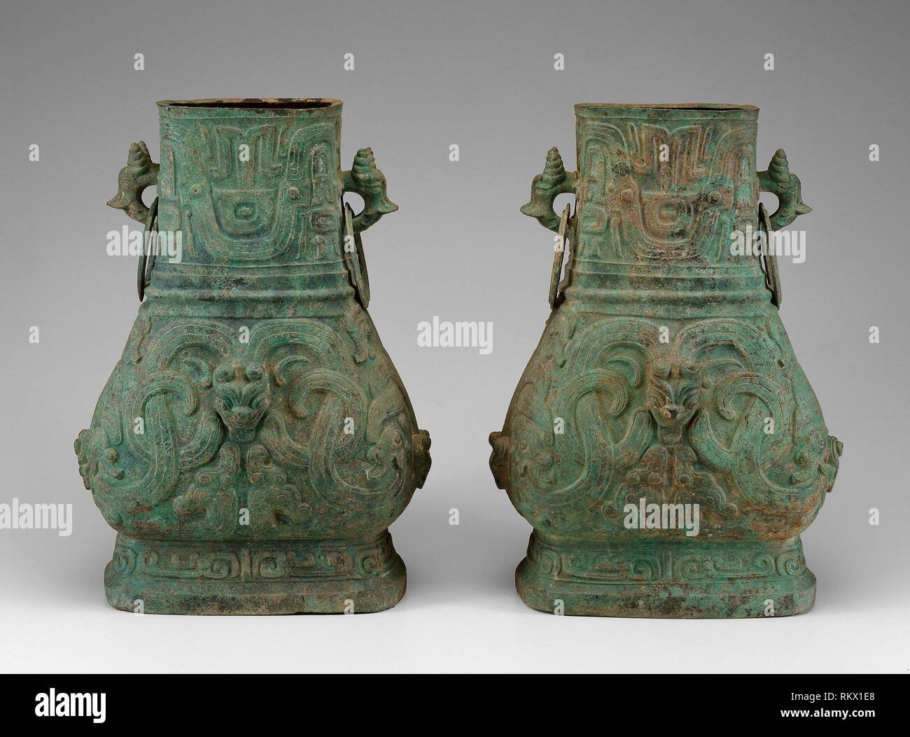 Paiar of Jars - Western Zhou dynasty (c. 1046-771 BC ), late 9th/8th BC - China - Origin: China, Date: 899 BC-800 BC, Medium: Bronze, Dimensions: Stock Photo