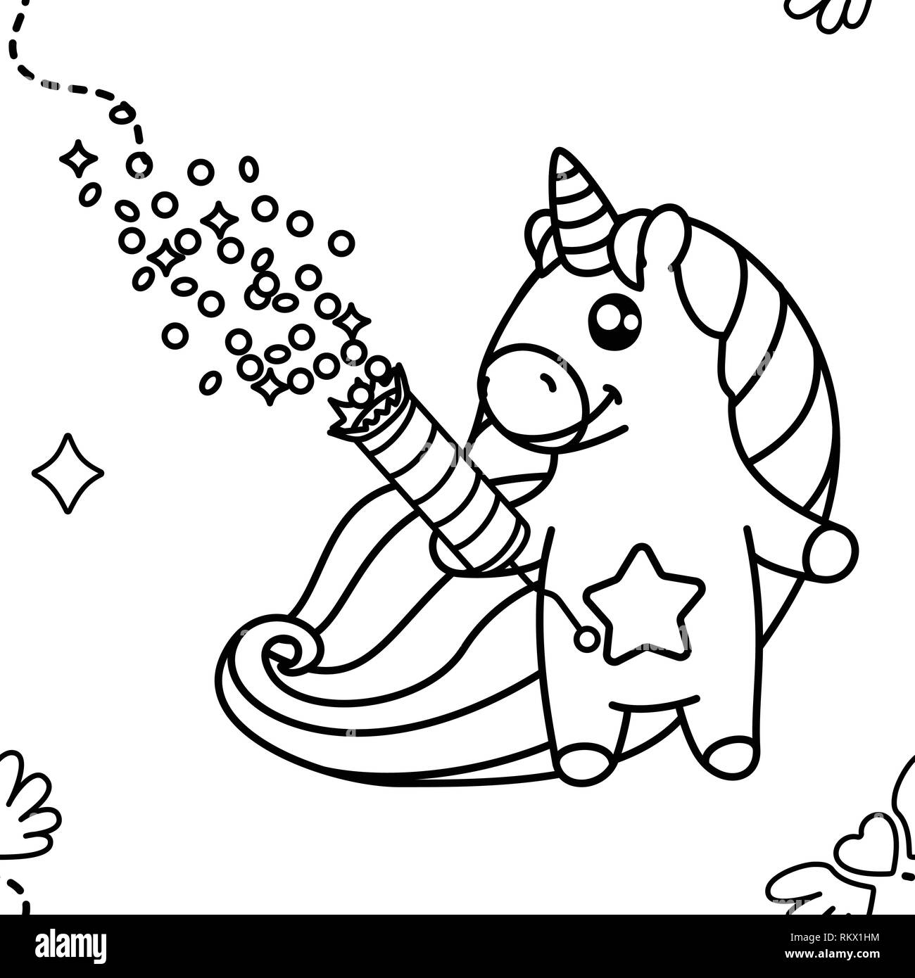 vector rainbow unicorn pattern coloring book page Stock Vector Image ...