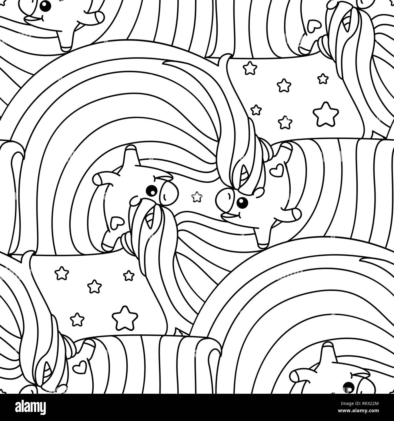 Download Vector Rainbow Unicorn Pattern Coloring Book Page Stock Vector Image Art Alamy