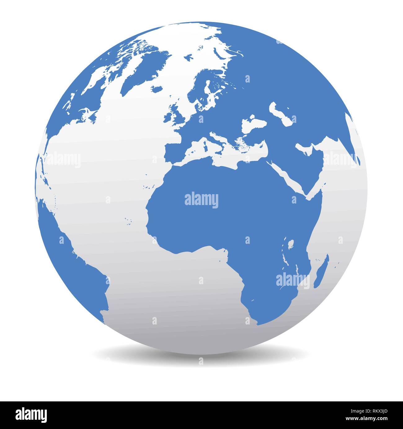 Europe and Africa, Global World, Vector Map Icon of the World Globe Stock Vector