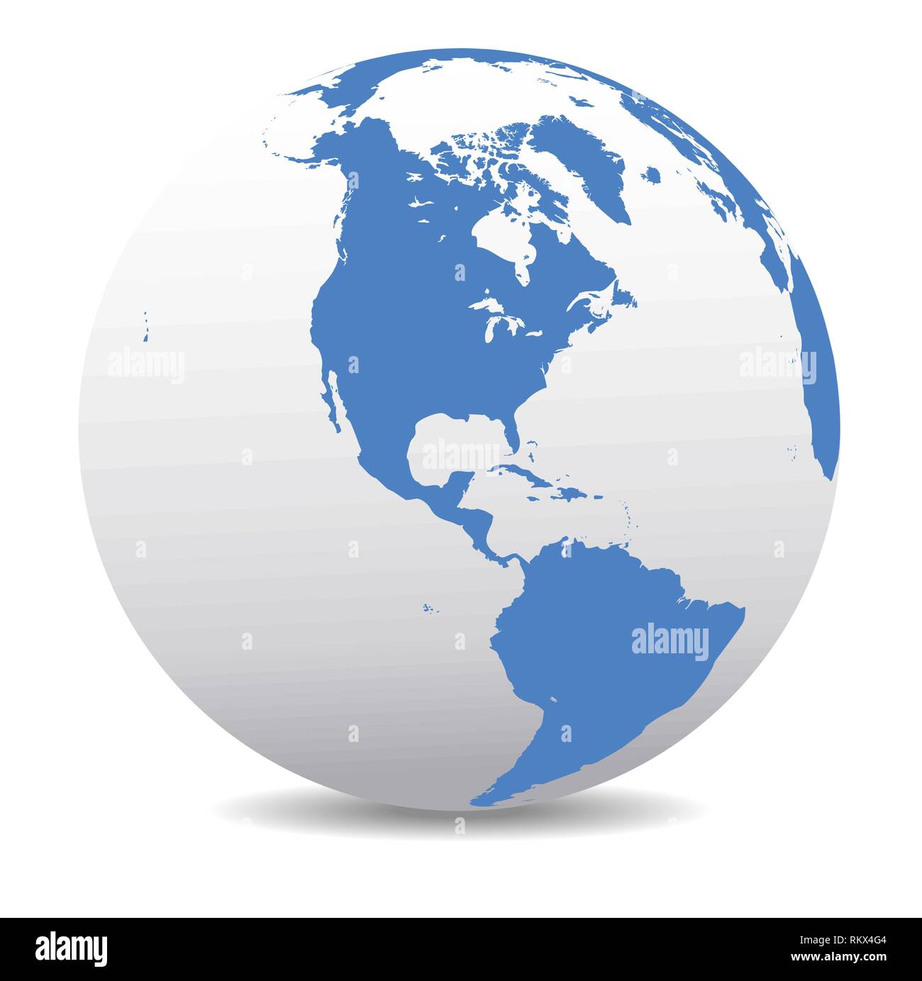 North and South America Global World, Vector Map Icon of the World Globe Stock Vector