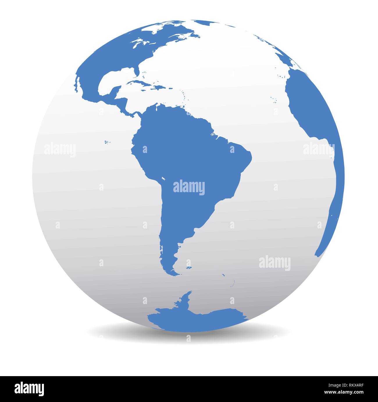 South America and South Pole Global World, Vector Map Icon of the World Globe Stock Vector