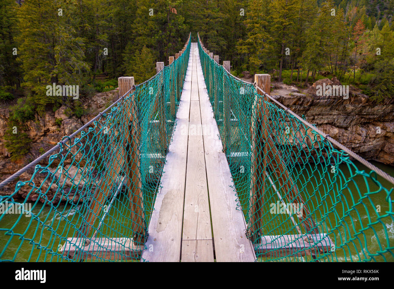 Kootenai falls swinging bridge hi-res stock photography and images - Alamy