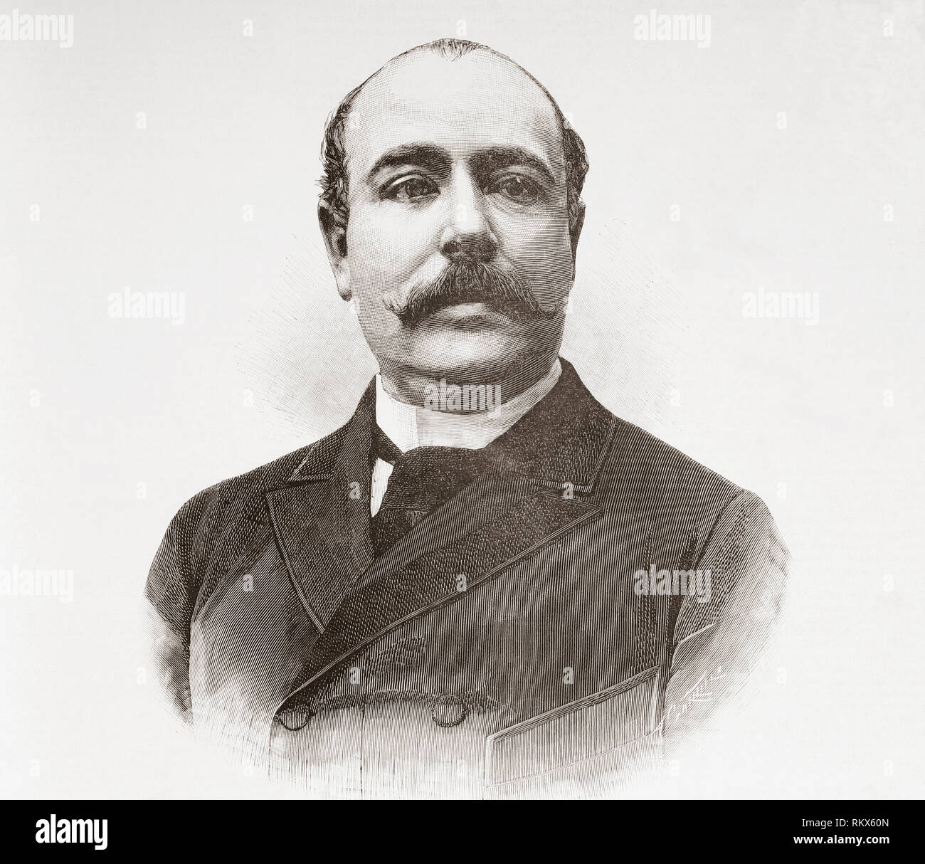 Alberto Bosch y Fustegueras, 1848 - 1900. Spanish engineer and politician.  From La Ilustracion Espanola y Americana, published 1892. Stock Photo