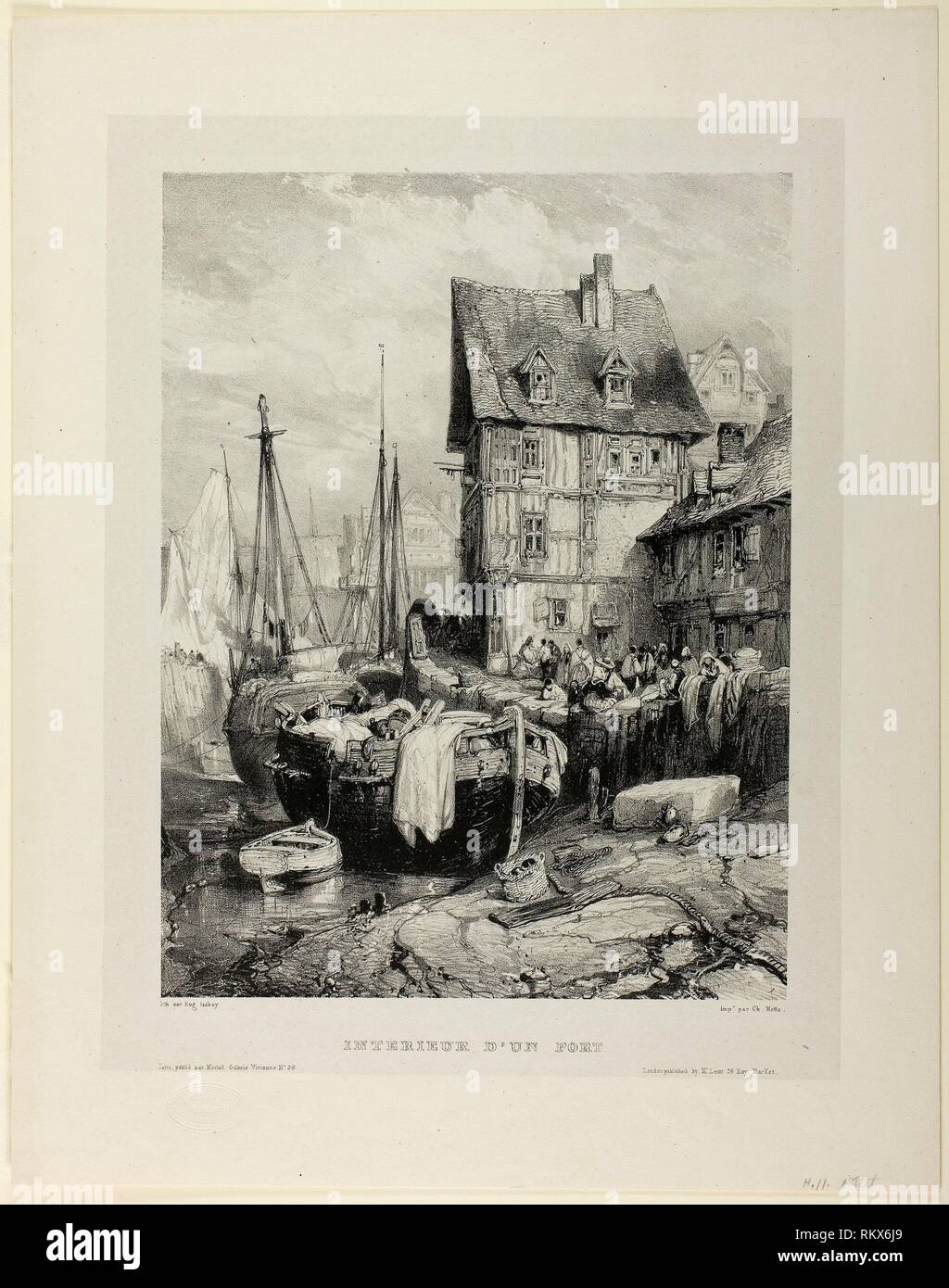 Interior of a Port, plate five from Six Marines - 1833 - Eugène Isabey ...
