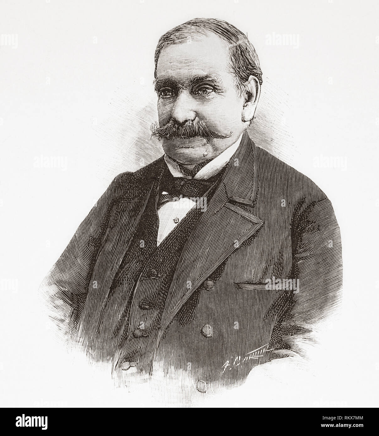 Demetrio de los Rios y Serrano, 1827 - 1892.  Spanish architect and archaeologist. From La Ilustracion Española y Americana, published 1892. Stock Photo