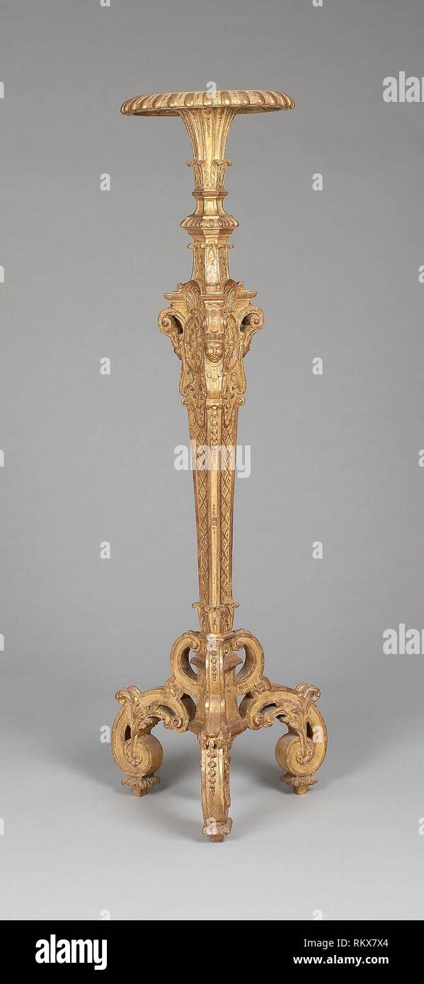 Stand for Candelabrum (Torchère) - 1685/90 - France, Paris - Origin: France, Date: 1685–1690, Medium: Carved, gessoed, and gilded oak, Dimensions: Stock Photo
