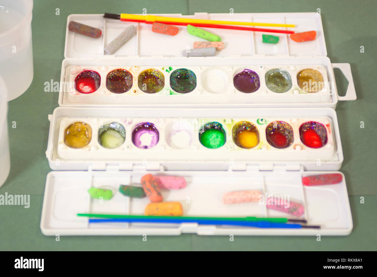 Children S Watercolor Paint Pallet Stock Photo Alamy
