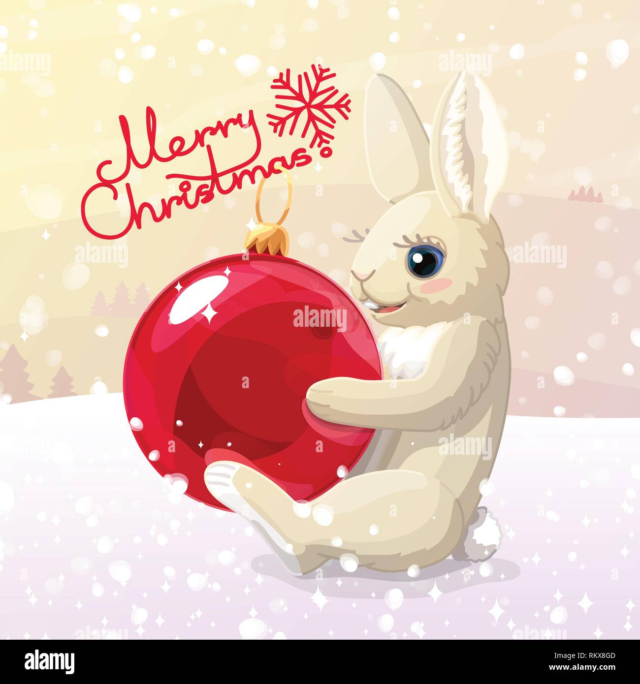 vector Merry Christmas Xmas cute winter postcard Stock Vector