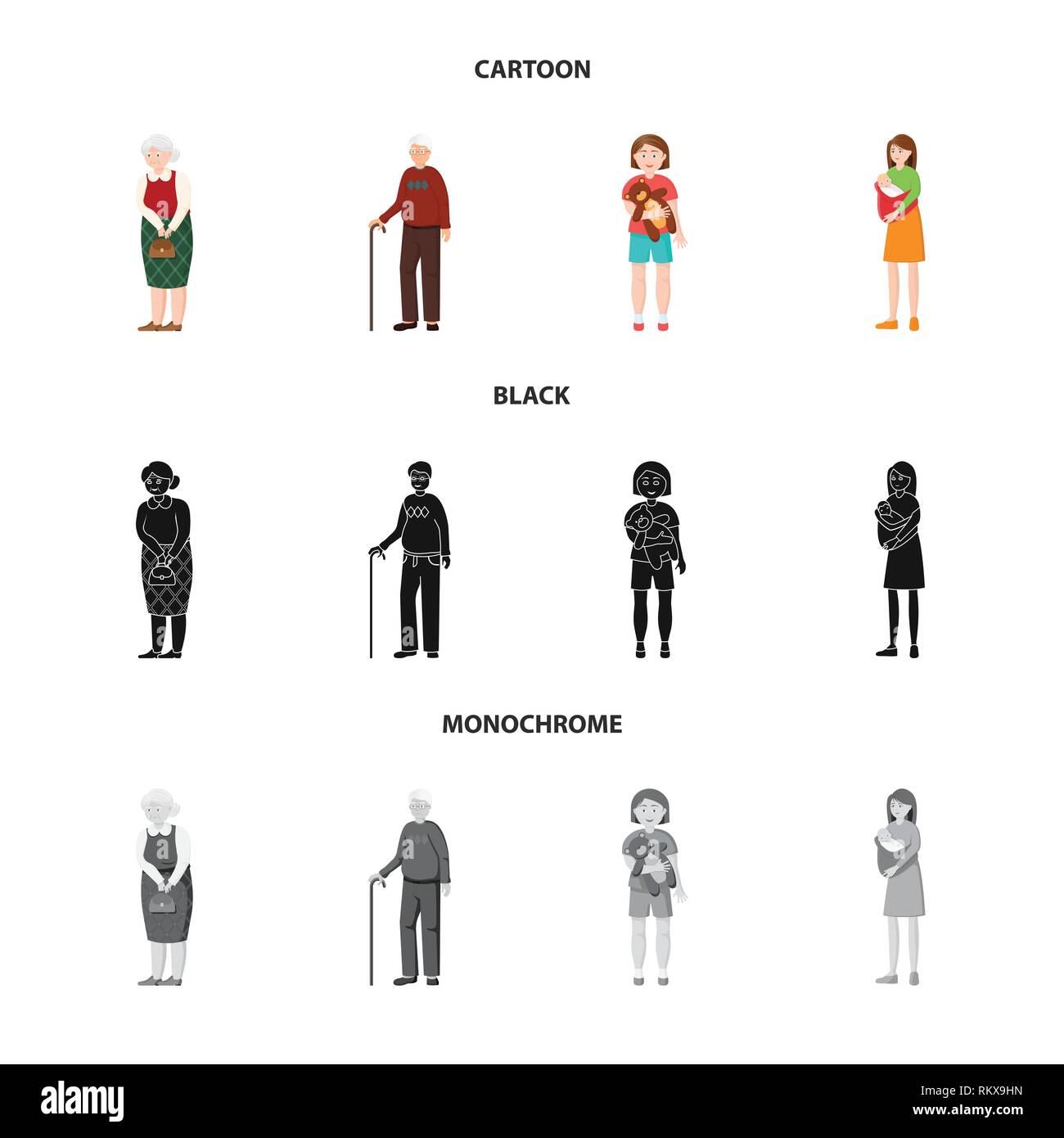 Vector illustration of character and avatar sign. Collection of ...
