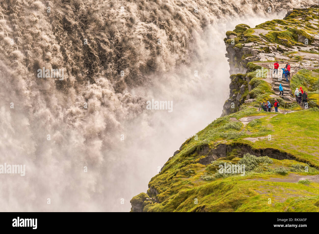 Kvöldstemning Hasselblad 300mm Dettifoss Waterfall, Iceland Stock Photo