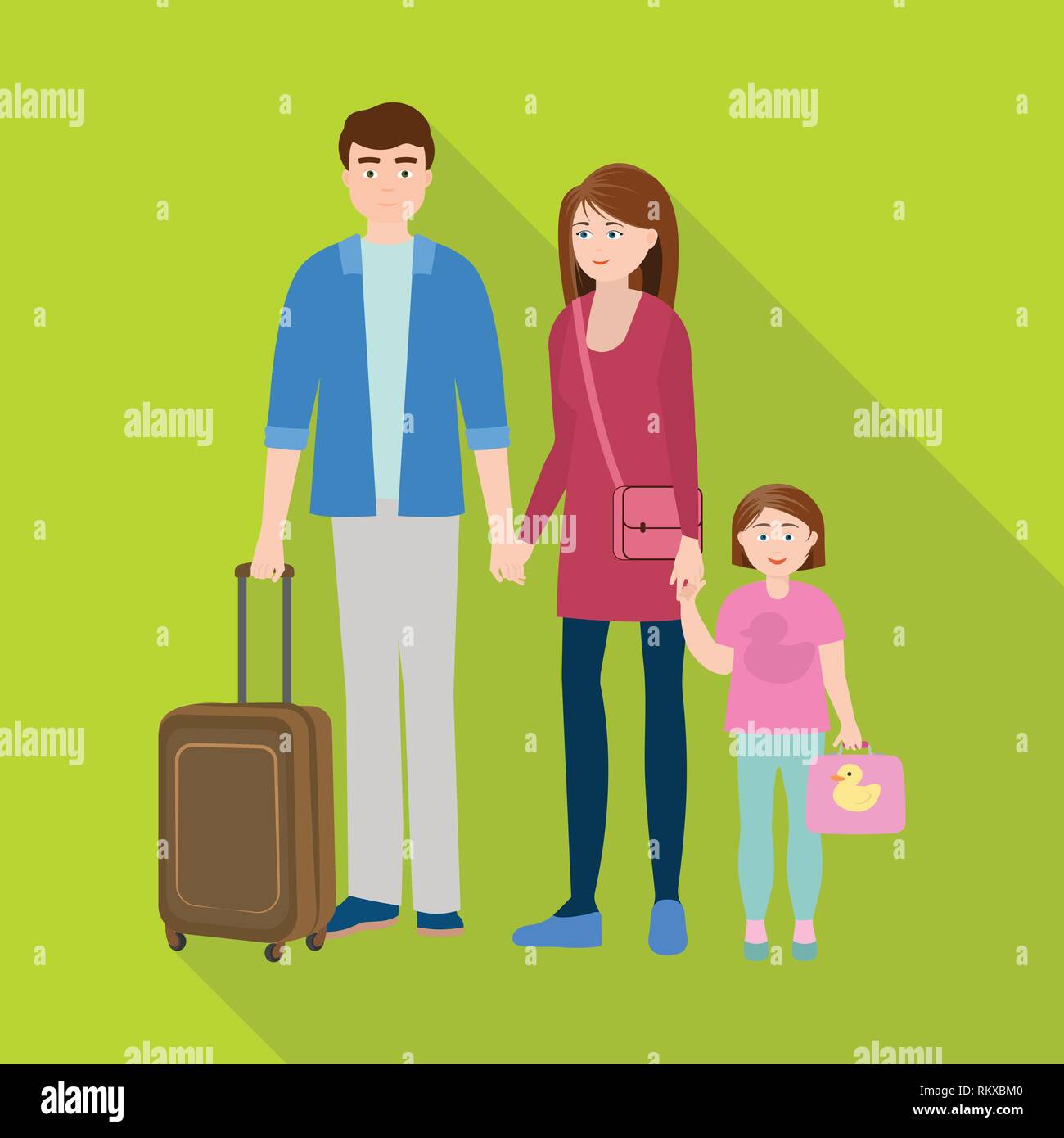 Vector illustration of mom and dad icon. Set of mom and suitcase vector ...