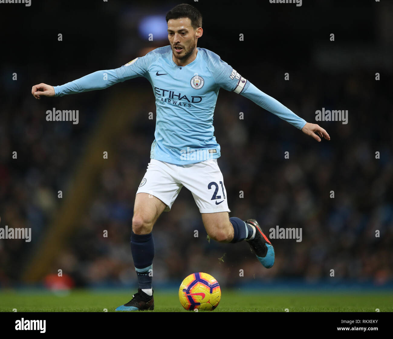Manchester City's David Silva during the Premier League match at the Etihad Stadium, Manchester. Stock Photo