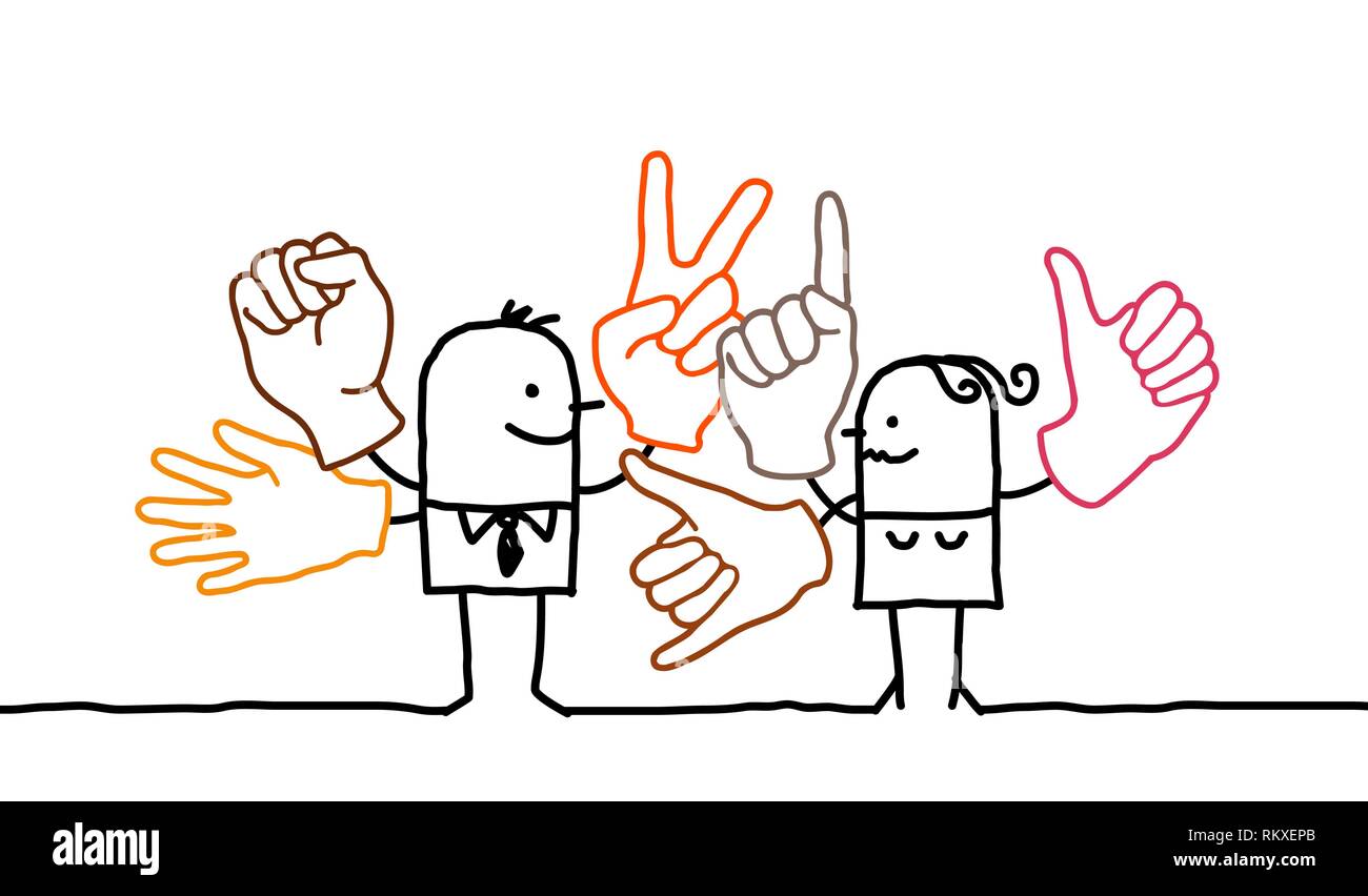 Cartoon people and sign language Stock Vector
