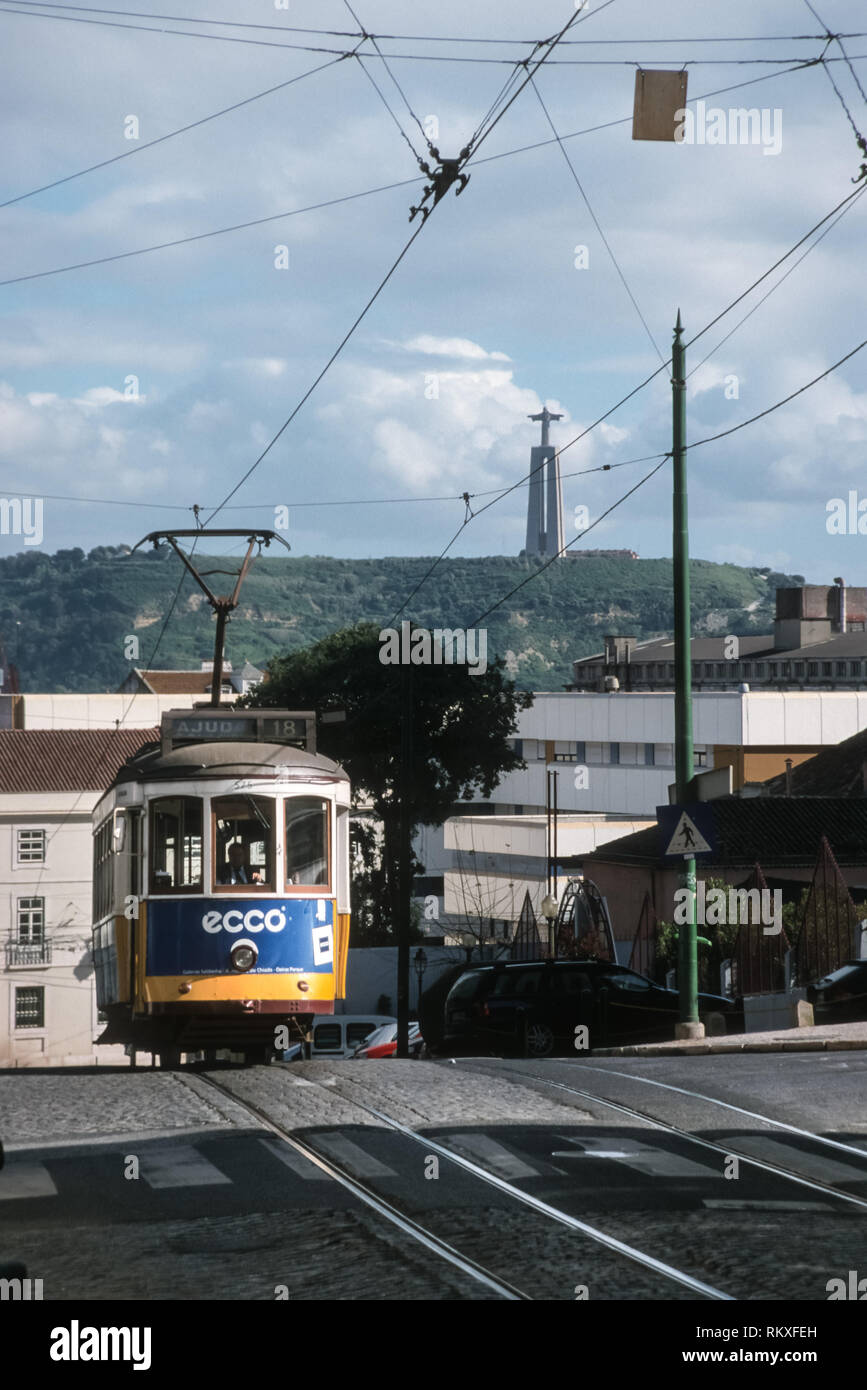 Lisbon, Streetcar, Lissabon, Straßenbahn Stock Photo