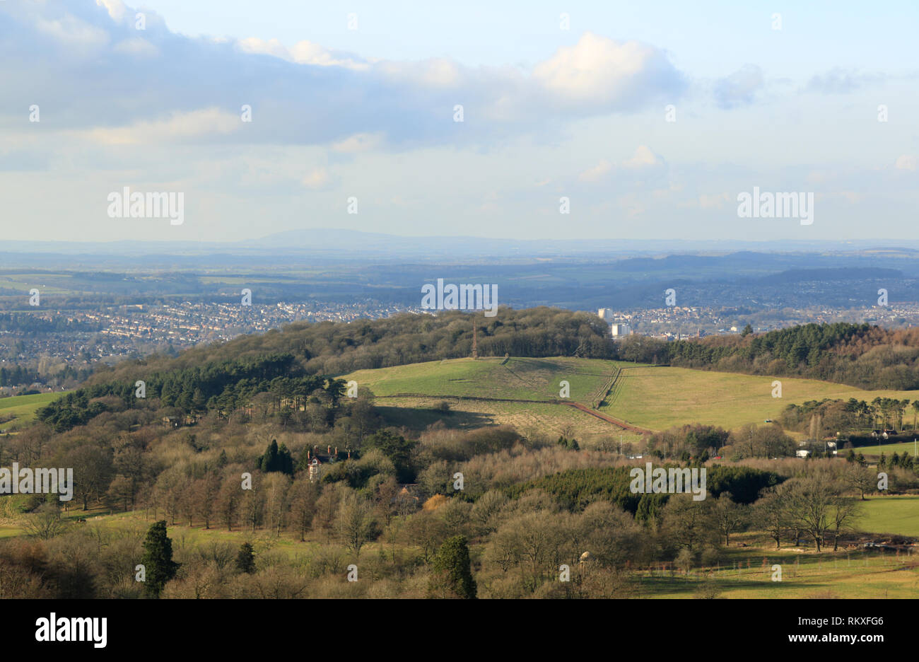View of Wychbury hill from the Clent hills, Worcestershire, England, UK. Stock Photo