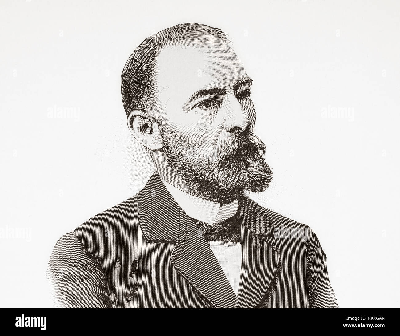 Alejandro San Martin y Satrustegui, 1847- 1908. Spanish physician and politician, Minister of Public Instruction and Fine Arts during the reign of Alfonso XIII.  From La Ilustracion Espanola y Americana, published 1892. Stock Photo
