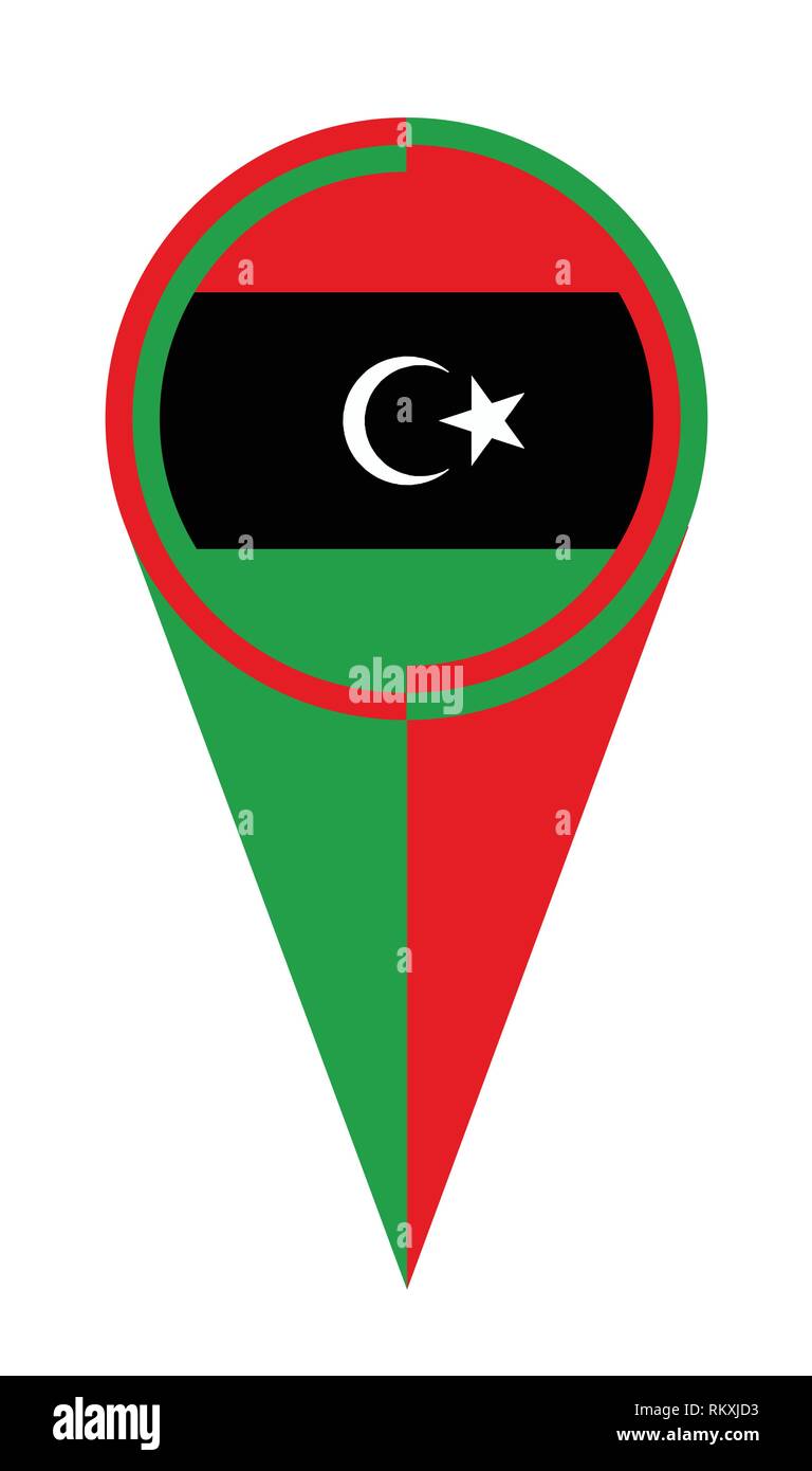 Libya map pointer pin icon location flag marker Stock Vector