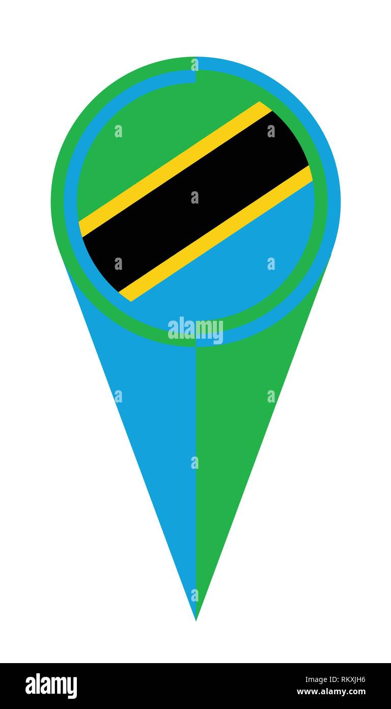 Tanzania map pointer pin icon location flag marker Stock Vector Image ...
