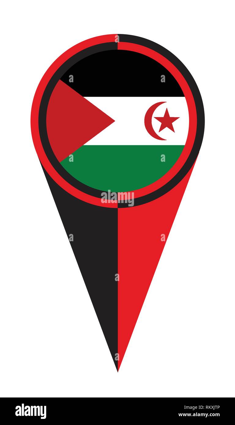 Western Sahara map pointer pin icon location flag marker Stock Vector