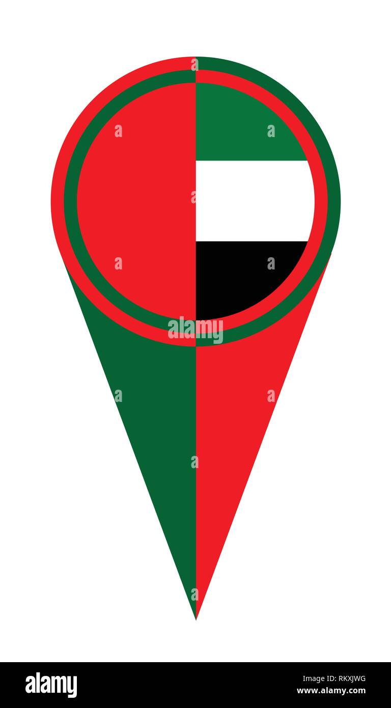 United Arab Emirates map pointer pin icon location flag marker Stock Vector