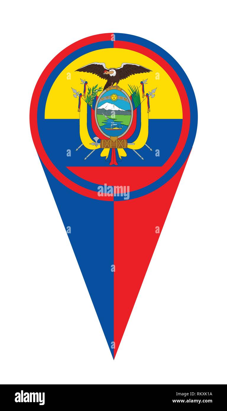 Ecuador map pointer pin icon location flag marker Stock Vector