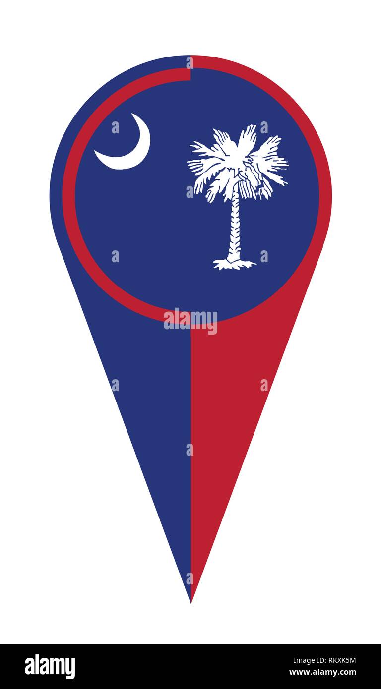 South Carolina state map pointer pin icon location flag marker Stock ...