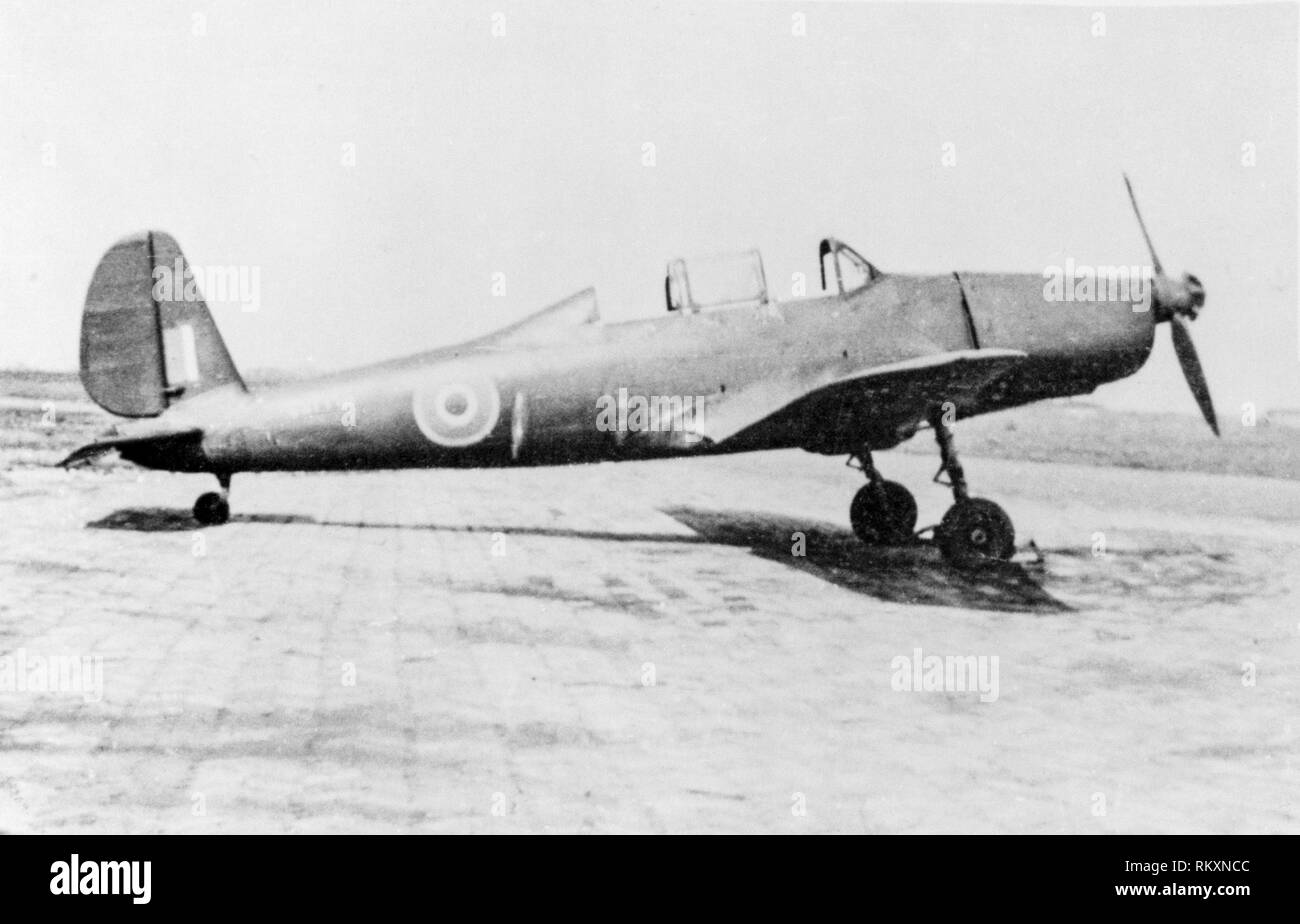 A captured Arado Ar 96B aircraft, painted with British Royal Air Force roundels. This aircraft was captured by the Allies during World War Two, from the German Luftwaffe. The Arado Ar 96 was a German single-engine, low-wing monoplane of all-metal construction, produced by Arado Flugzeugwerke. It was the Luftwaffe's standard advanced trainer during World War II. Stock Photo