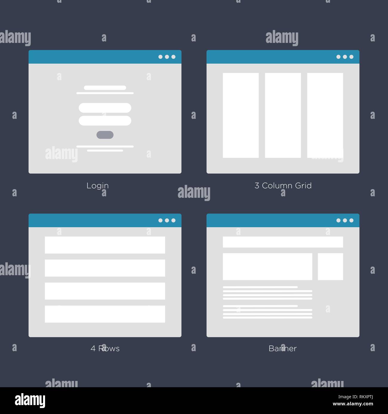 Website Wire frame Layouts UI Kits for Site map and Ux Design Stock ...