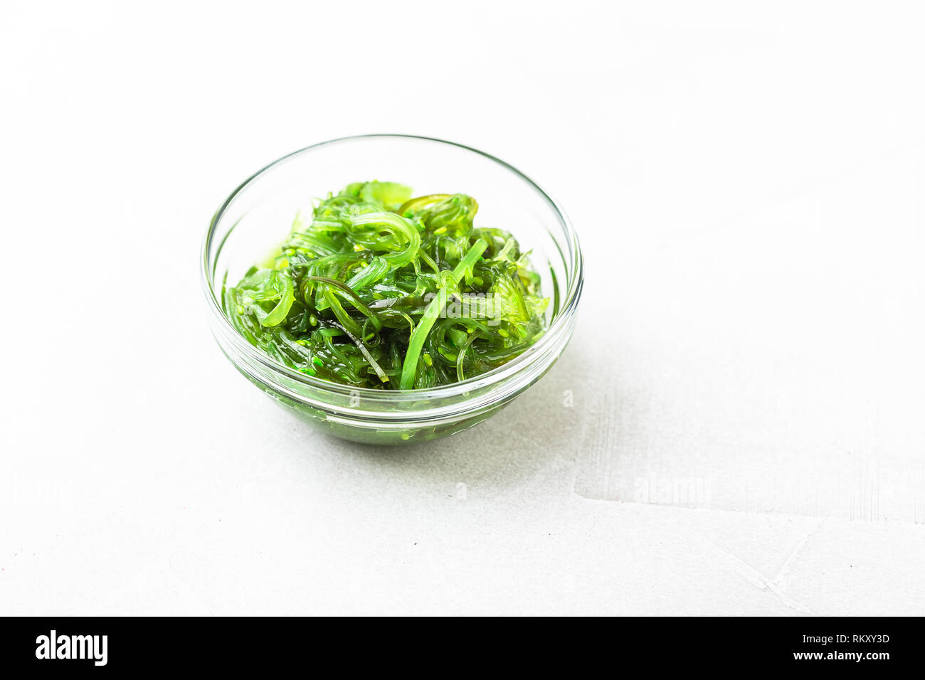 Hiyashi Wakame Chuka Or Seaweed Salad In Bowl On White Background