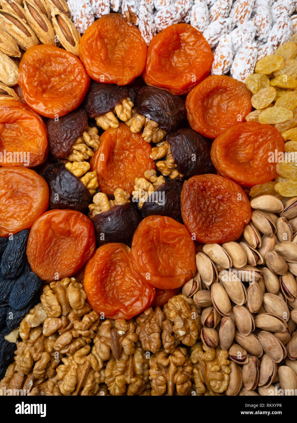Nuts, dried apricots, raisin. Healthy eatingfor heart and brain Top